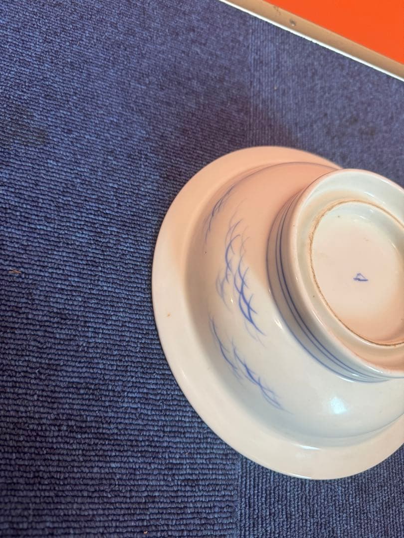 2059 深川製磁 染錦富士に双鶴松絵 深鉢 時代物