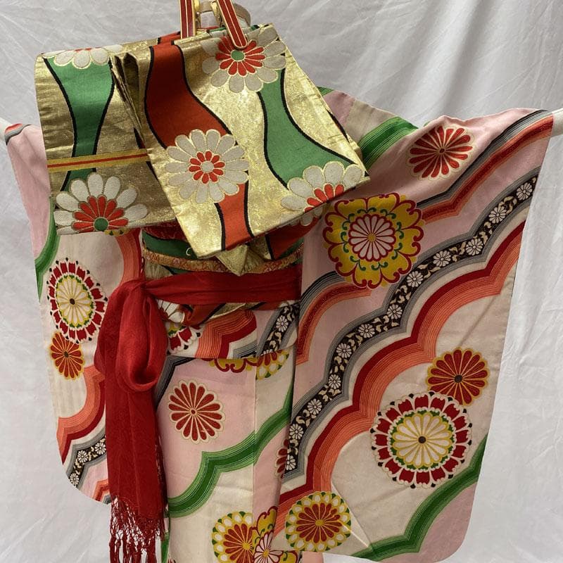 510ag73,509ag45◎七五三 七歳 女児 アンティーク着物&丸帯◎