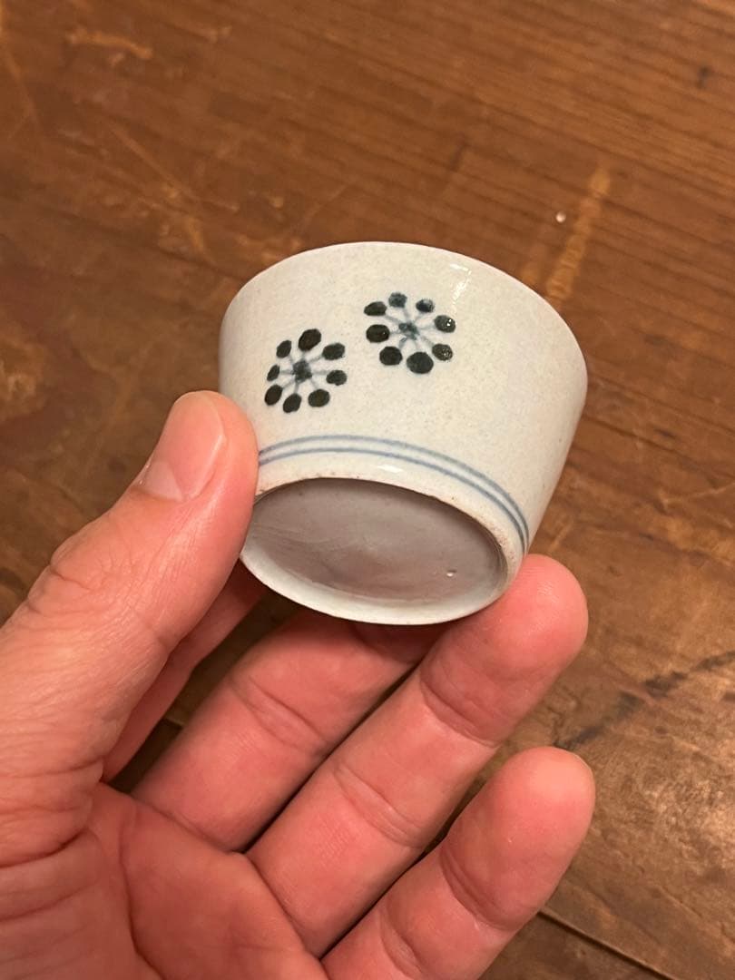 古伊万里　豆猪口　珍品　そばちょく　菊苺　蕎麦猪口　星座　薄手　民藝　くらわんか