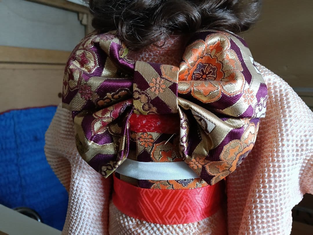 y 【レアもの】市松人形 京都西陣織裂地 吉徳大光 作