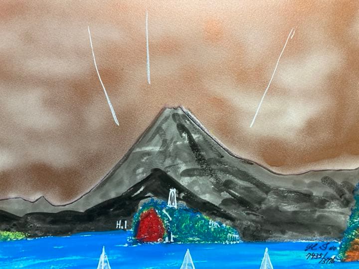 幻想絵画、空飛ぶ画家糸川裕志の富士山曼荼羅図富嶽三十六景