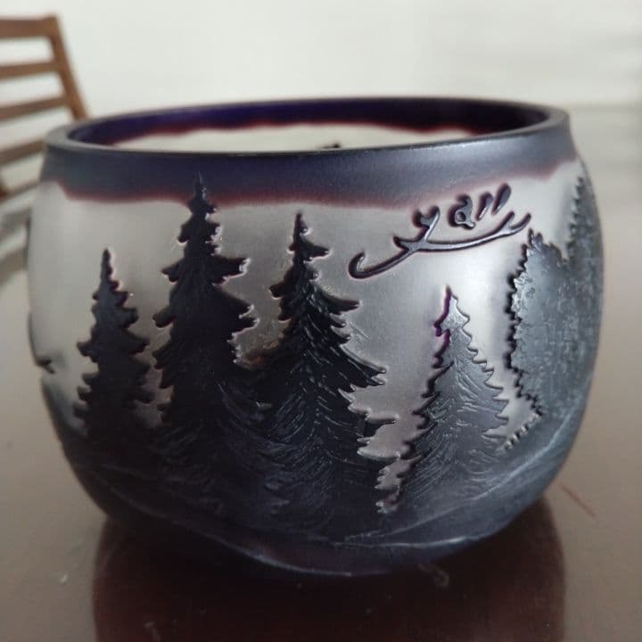 被せ硝子⭐︎アンティーク⭐︎ガレ調 ⭐︎蜻蛉文様 硝子鉢⭐︎水指茶道具、