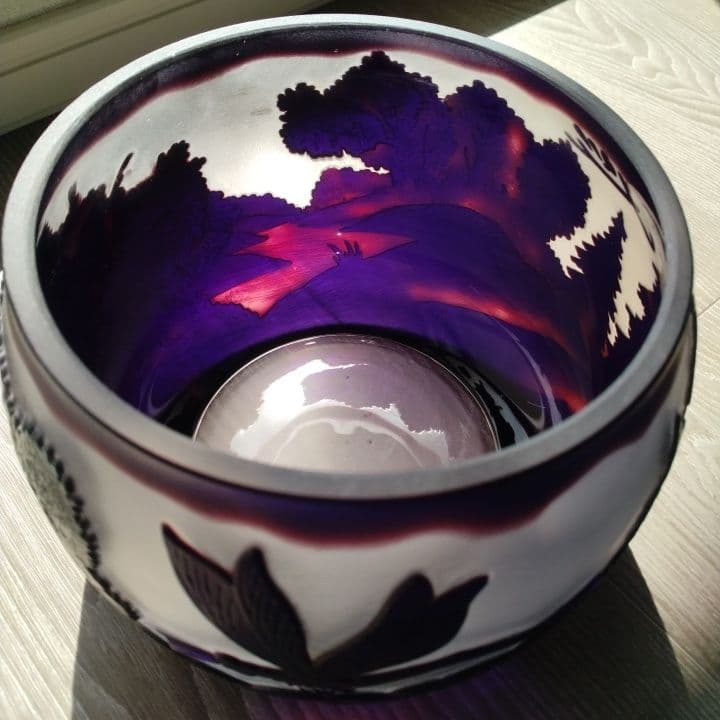 被せ硝子⭐︎アンティーク⭐︎ガレ調 ⭐︎蜻蛉文様 硝子鉢⭐︎水指茶道具、