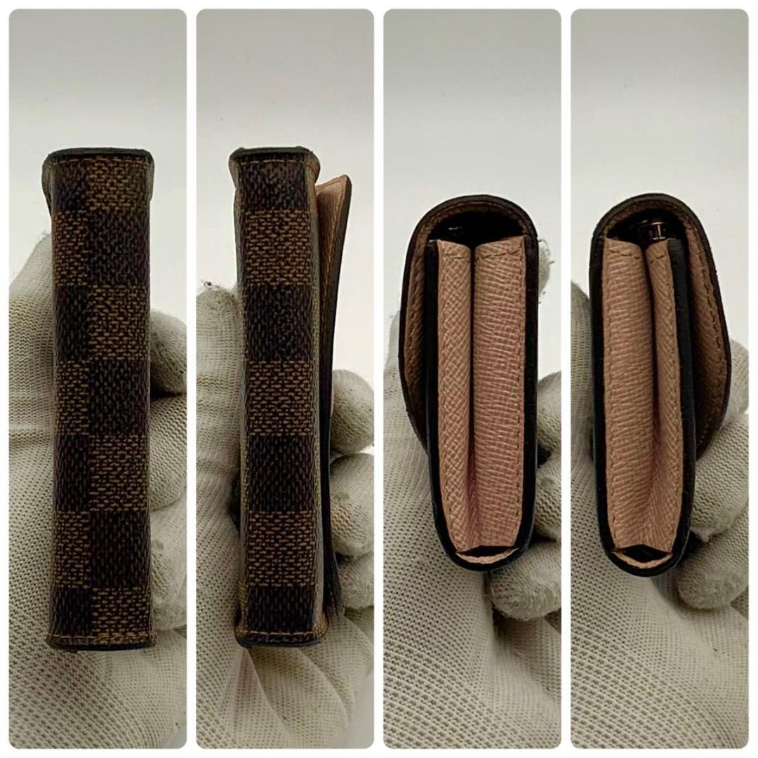 鑑定済み ルイヴィトン ポルトモネ ロザリ ピンク 財布 コンパクト ダミエ