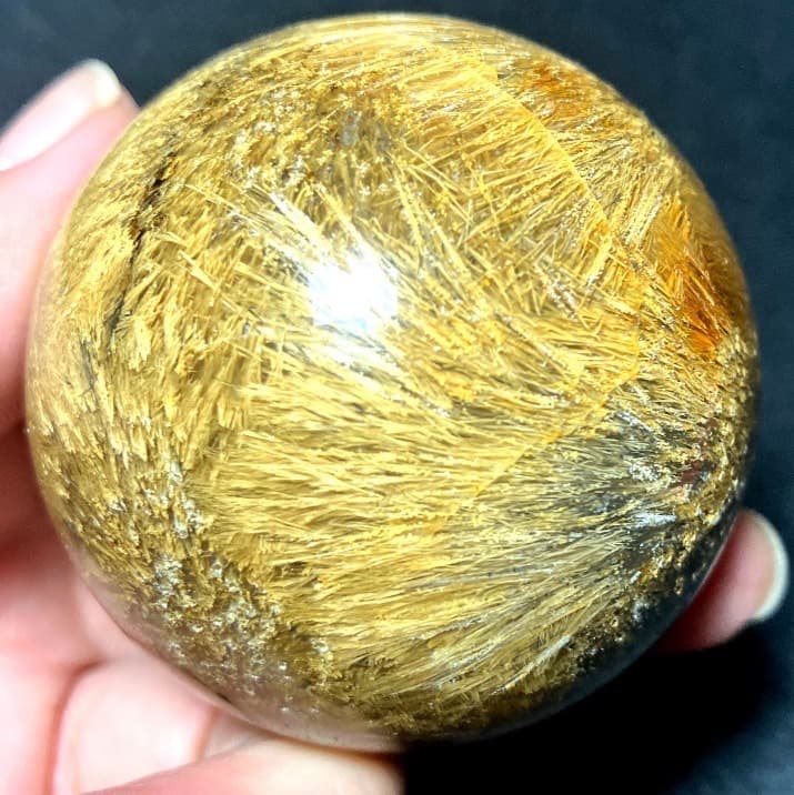 50mm ゴールドルチルクォーツ　丸玉　スフィア　金針水晶 高品質]ゴールドルチルクォーツ丸玉/スフィア - 埼玉県吉川市の天然石