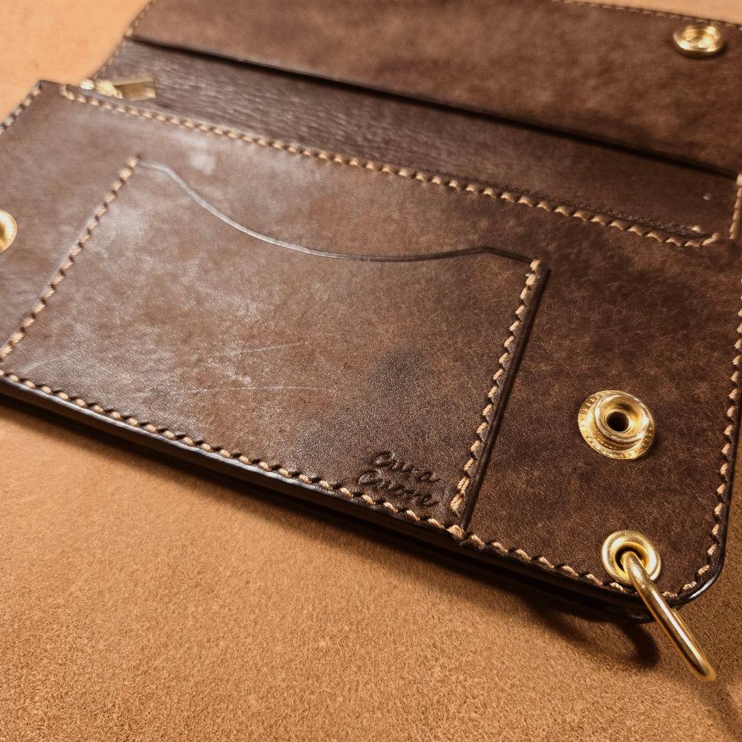 248ロング　トラッカーウォレット　イタリアンレザーMARGOT【ダークブラウン