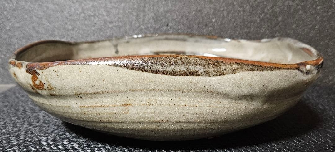 唐津焼 武造 絵唐津 鉄絵 草花図 四方隅切 大鉢 菓子鉢