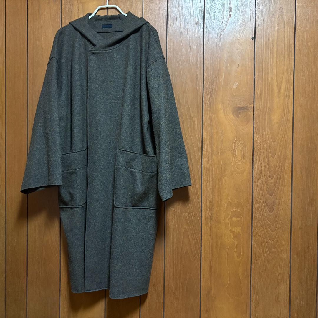 MITTAN 圧縮ウールニットフードコート 緑杢 サイズ2