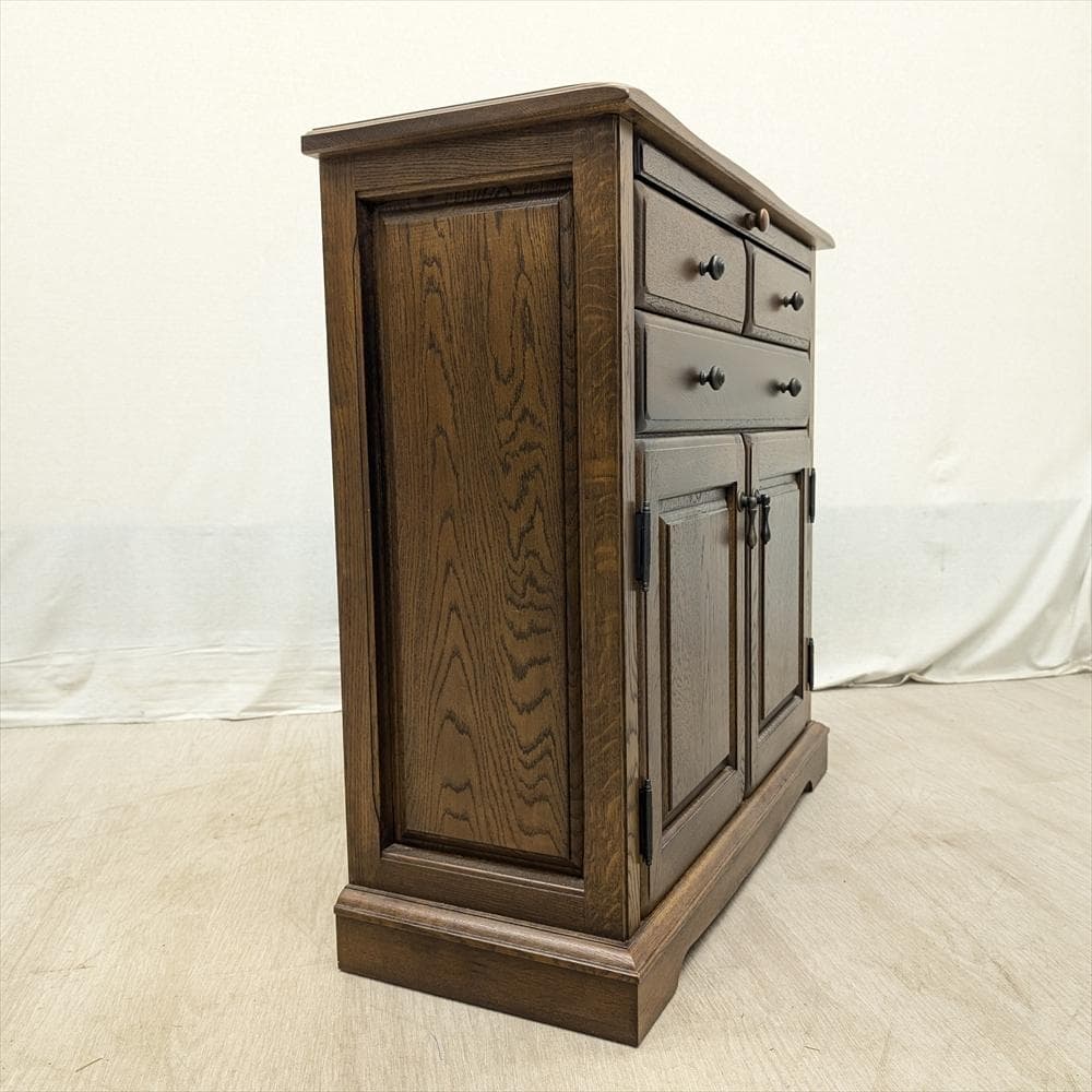 美品 えぞ民芸家具 コンソール キャビネット サイドボード 飾り棚 電話