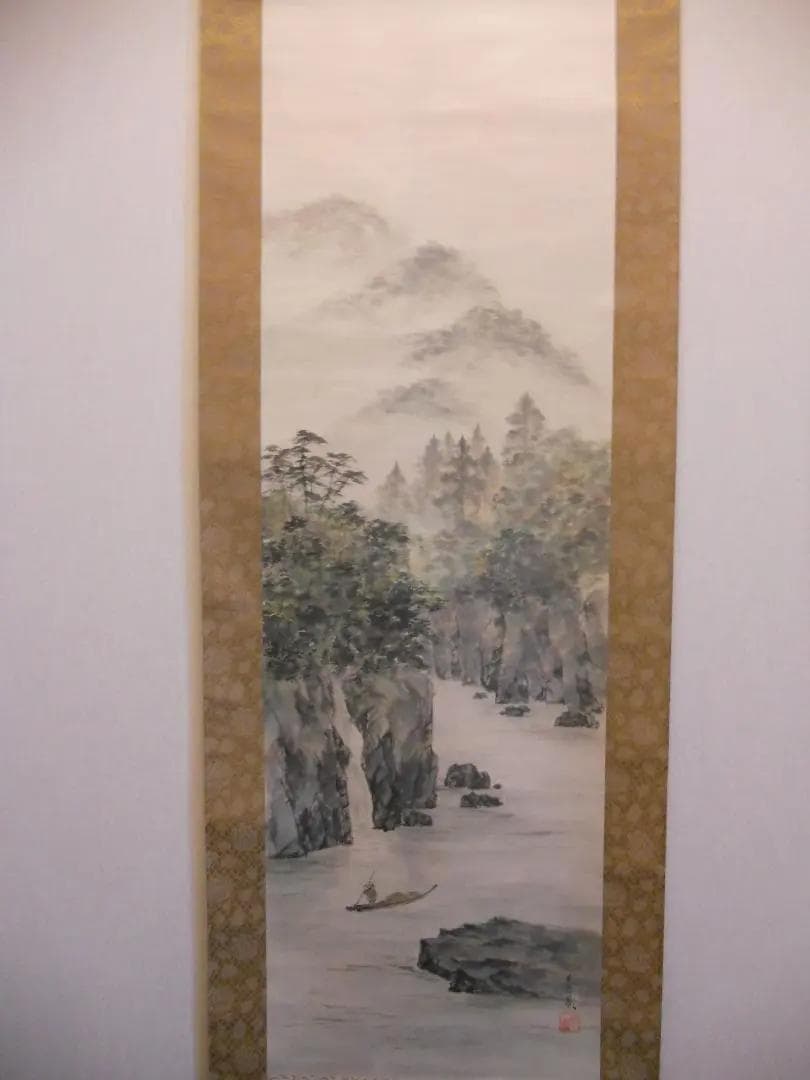 掛け軸 亀山秀景 谿山靑水 紙本 希少 軸装 茶道具 掛軸 美品 です。