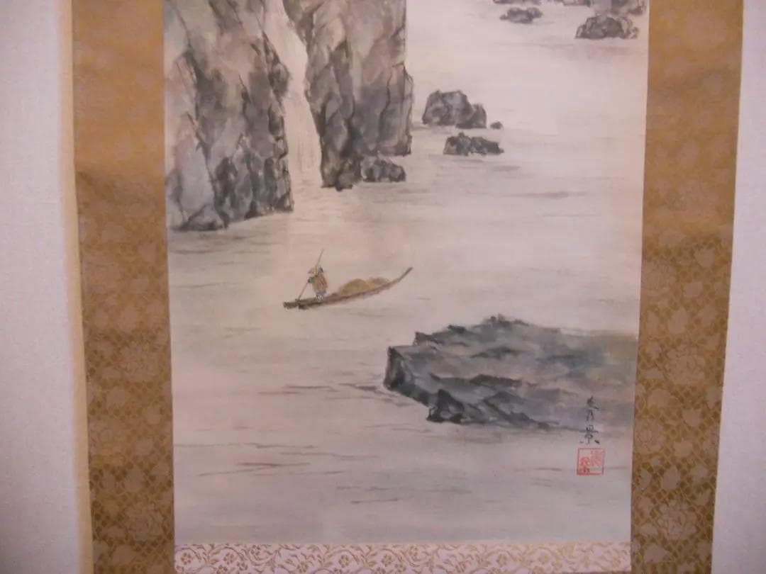 掛け軸 亀山秀景 谿山靑水 紙本 希少 軸装 茶道具 掛軸 美品 です。