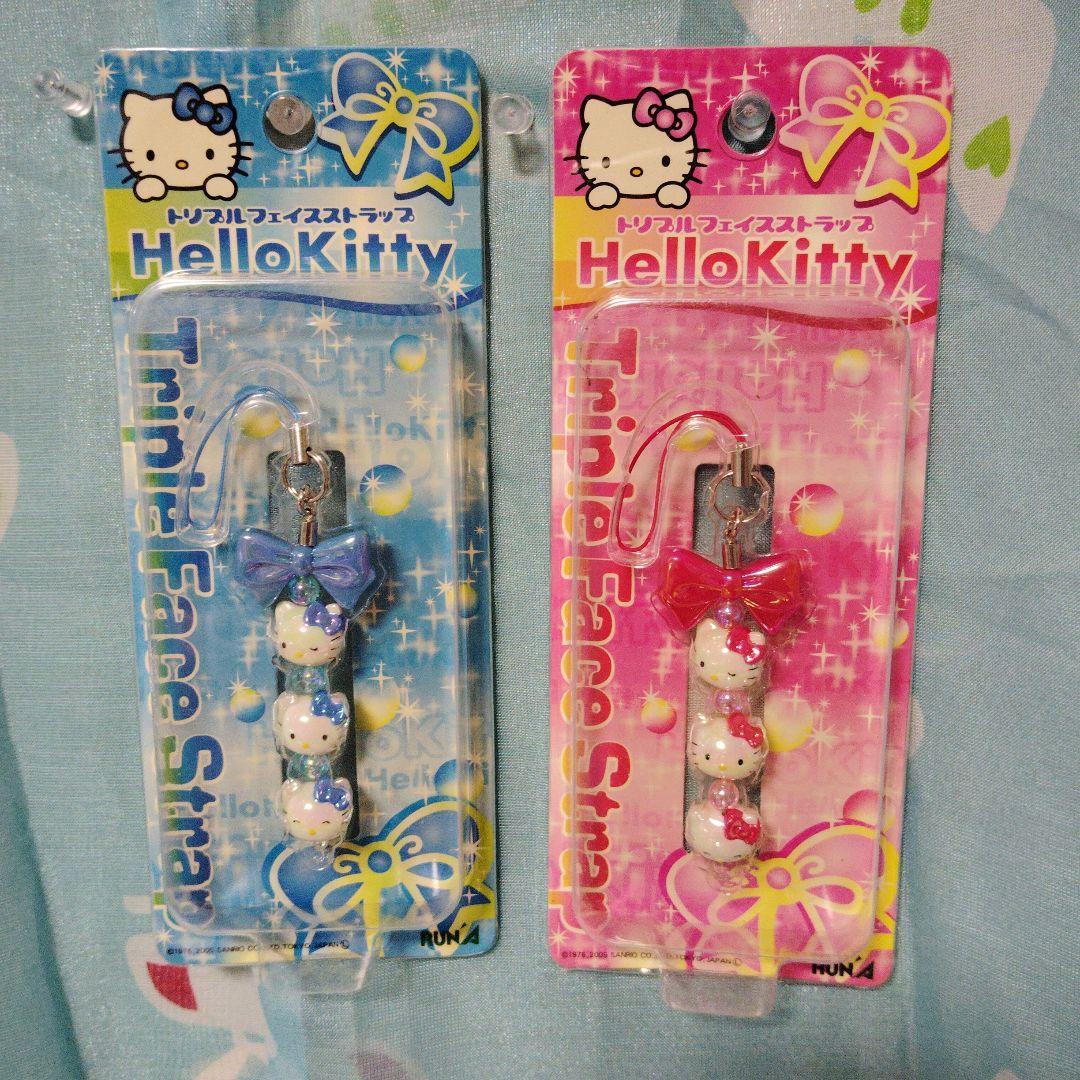 キティ トリプルフェイス　ストラップ　2005 ブルー　ピンク　ラナ キティ トリプルフェイス ストラップ 2005 ブルー ピンク ラナ キティ