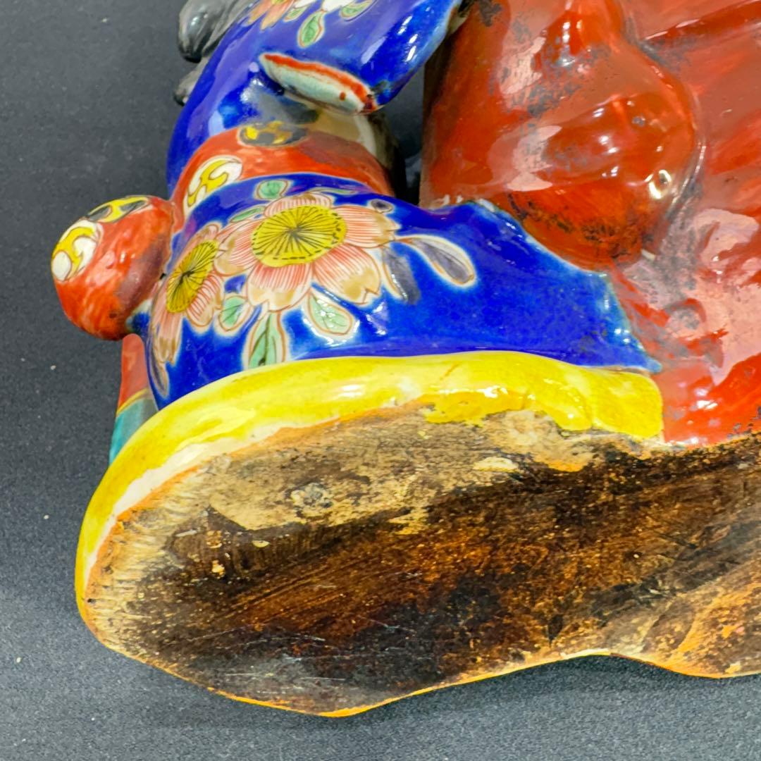 九谷焼 古九谷 和装美人 達磨の耳かき像 明治期？ 置物 飾り物 時代物