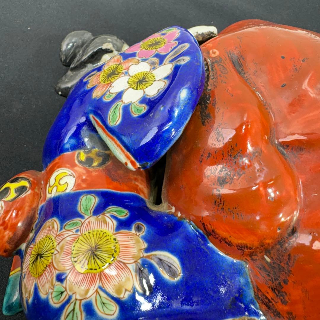 九谷焼 古九谷 和装美人 達磨の耳かき像 明治期？ 置物 飾り物 時代物