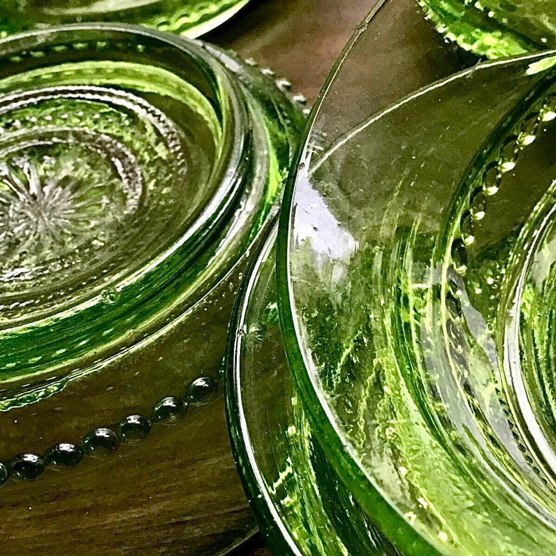 和ガラス◇ウランガラス / 小鉢 / 5個セット◇大正ロマン グリーン ボウル