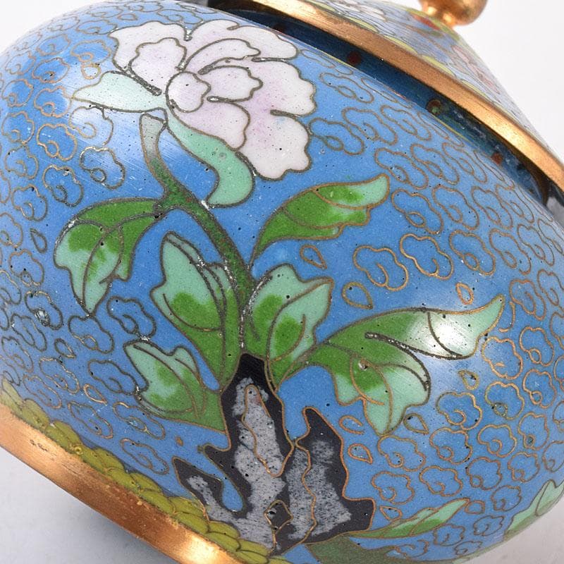 中国 古七宝琺瑯彩 花文 蓋爐 香炉 煎茶碗 3点まとめて