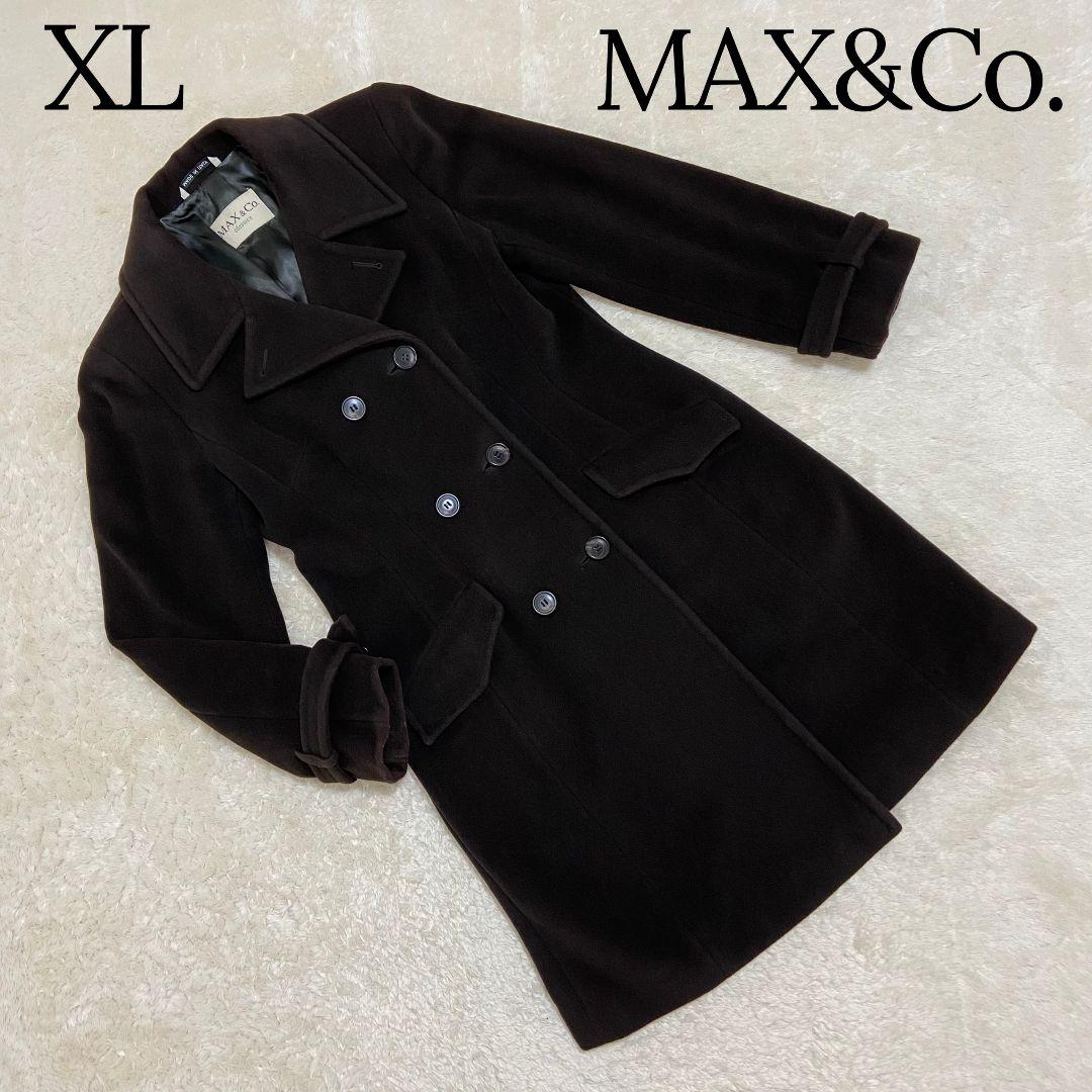 XL✨MAX&Co. アンゴラ混 ダブルブレスト ロングコート 濃茶 イタリア製