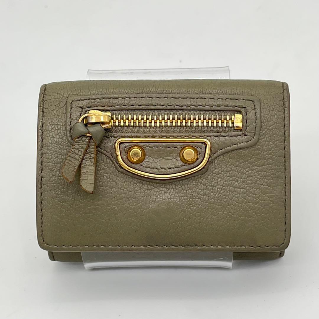 バレンシアガ 三つ折り財布 エッジシティ クラシックミニ ゴールド金具 レザー