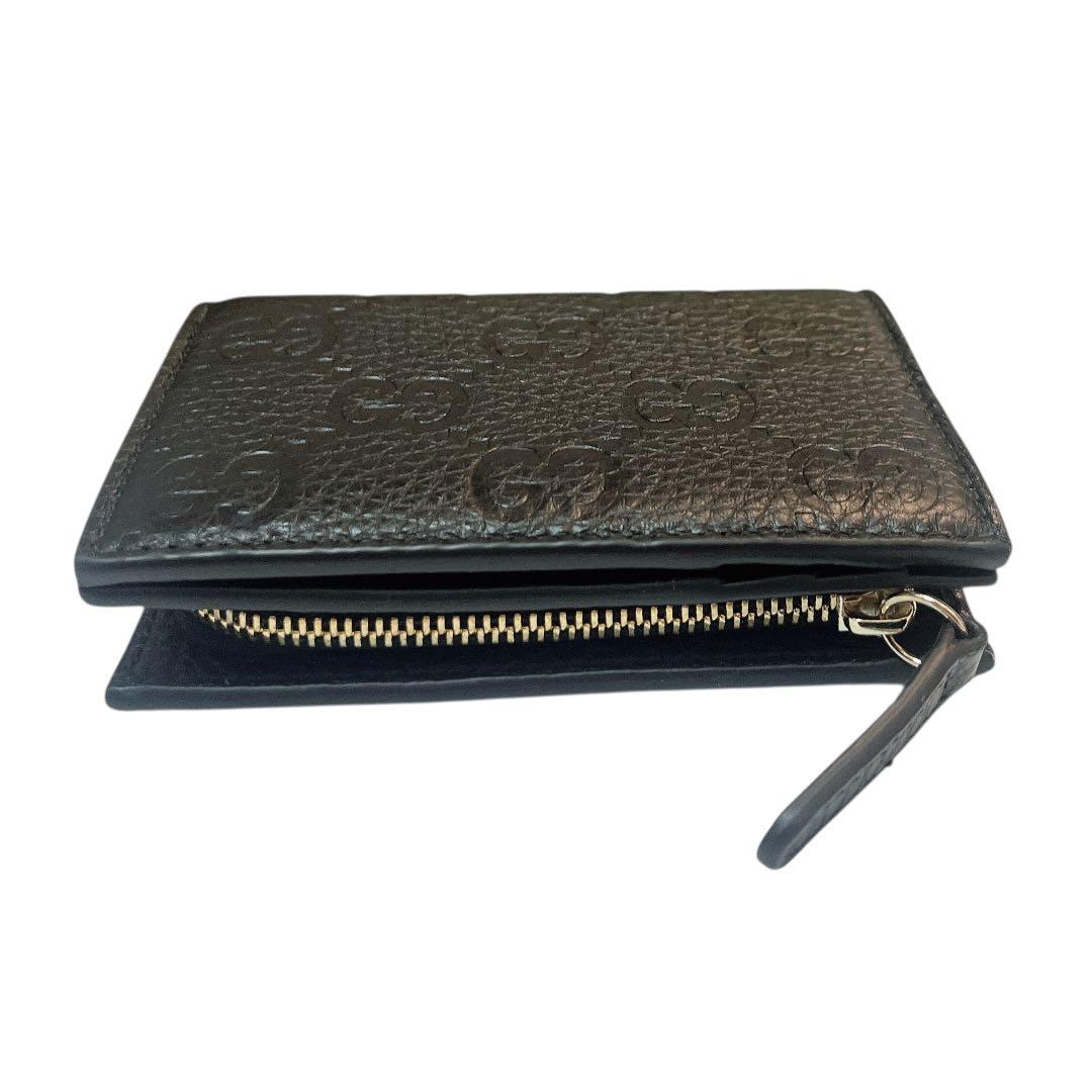 【極美品】GUCCI 2つ折り財布 GGエンブレム スモールウォレット ブラック