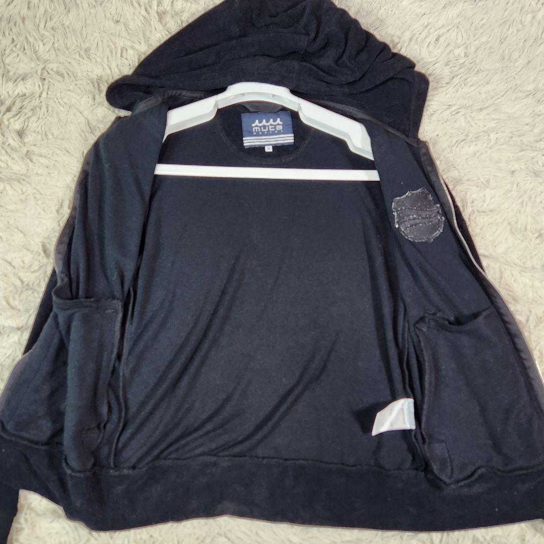 ムータマリン セットアップ ジャケット ダブルジップ ロゴ 刺繍 ベロア生地 M