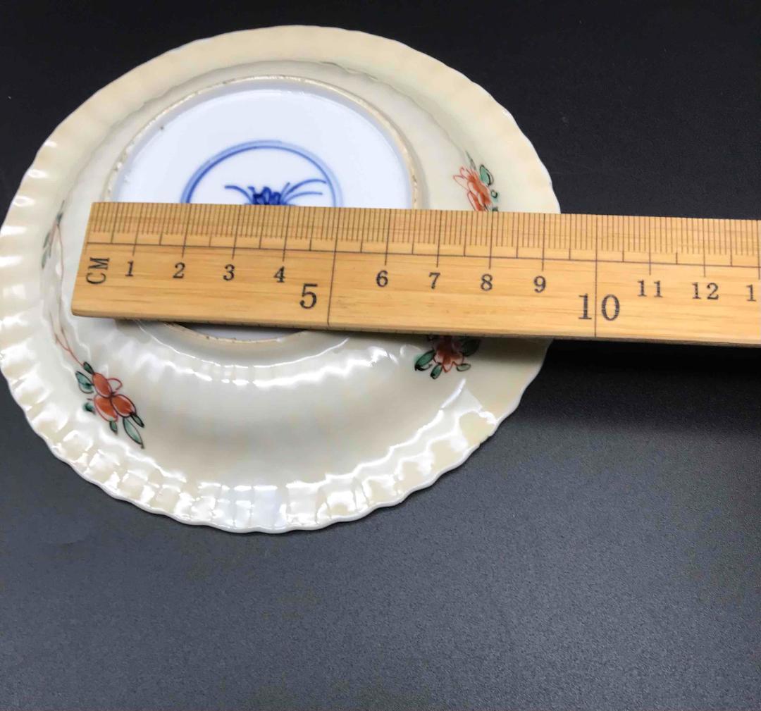 中国古美術 清康煕時代 花模様銘入り 粉彩花鳥紋皿 旧家