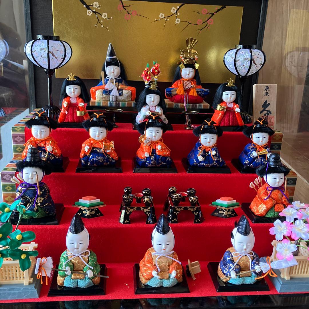 雛人形セット　木目込み　東京久月　木目込　雛人形15体　久月作　希少品