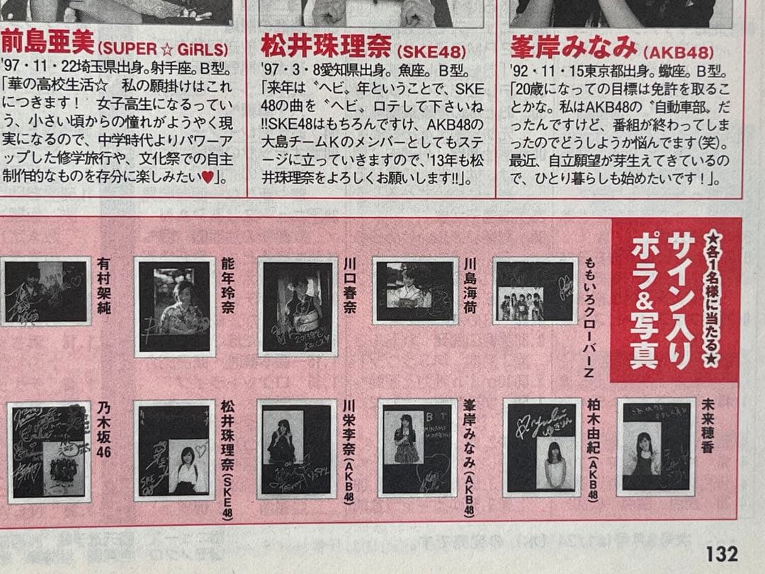 白石麻衣　橋本奈々未　生田絵梨花　秋元真夏　桜井玲香　乃木坂46 サイン　写真