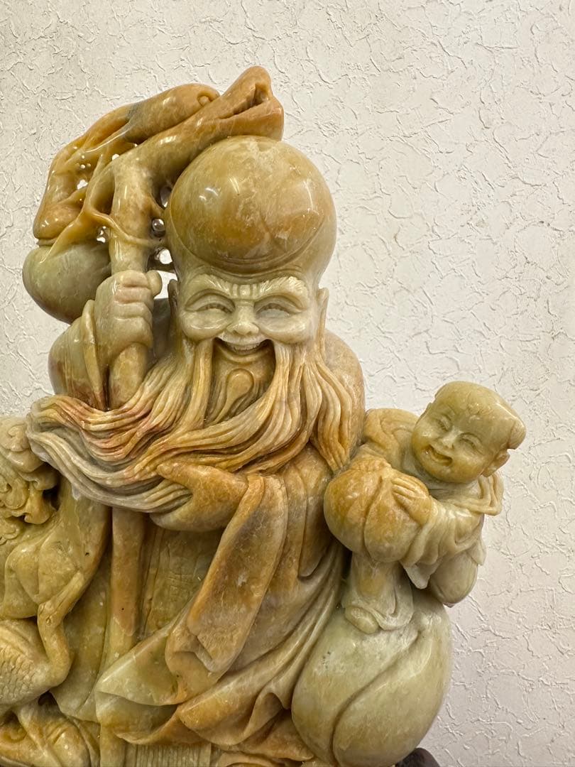 中国 彫刻 仙人 置物 天然石 砡？寿山石？ 骨董品 仏