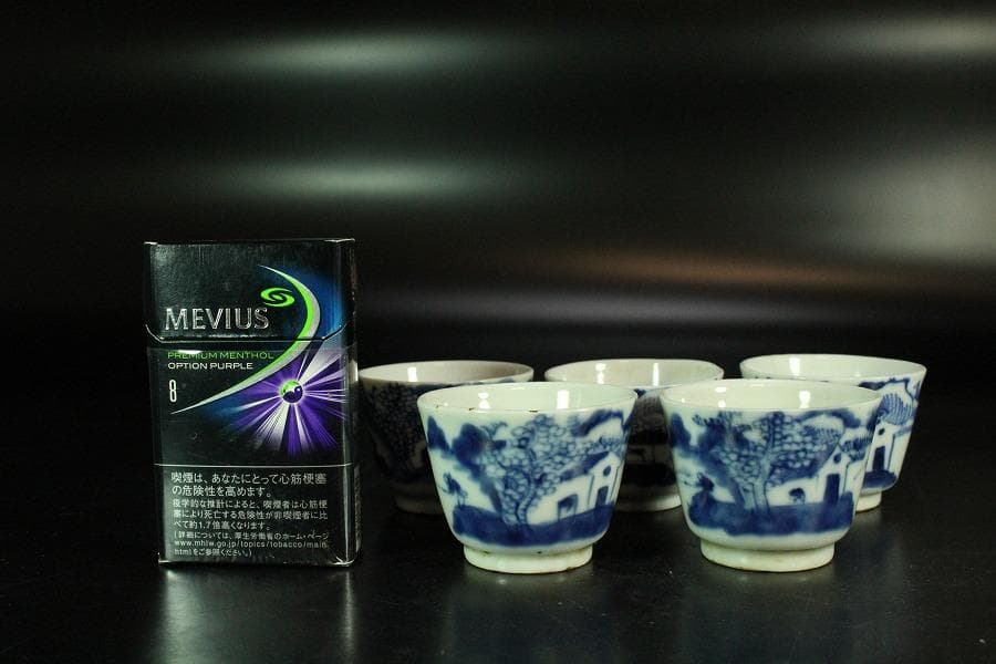 煎茶 中国美術 染付 碗 五件 玉(K-LC761) - メルカリ