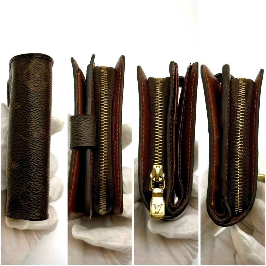 ルイヴィトン モノグラム コンパクトジップ 二つ折り財布 ブラウン