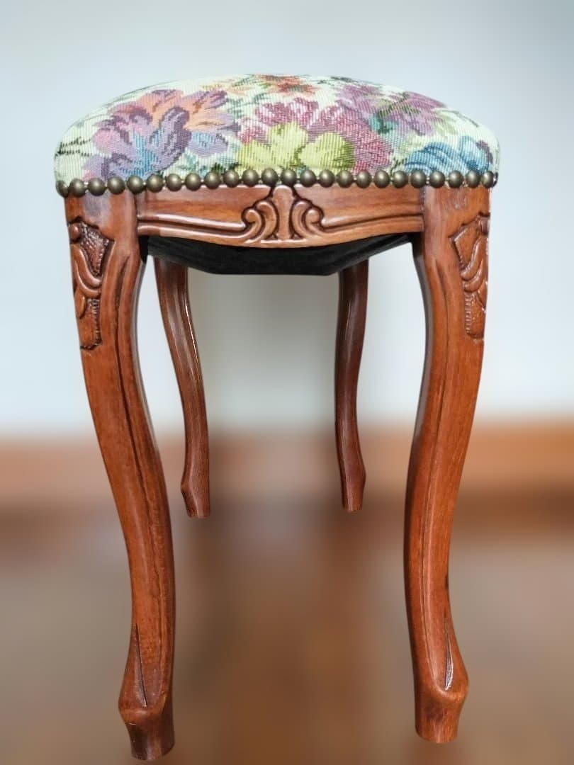 【英国製クラシック】猫脚×ゴブラン生地 スツール アンティーク
