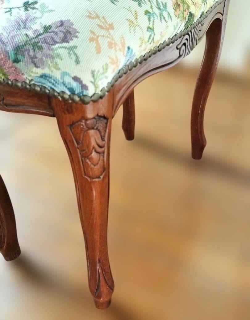 【英国製クラシック】猫脚×ゴブラン生地 スツール アンティーク