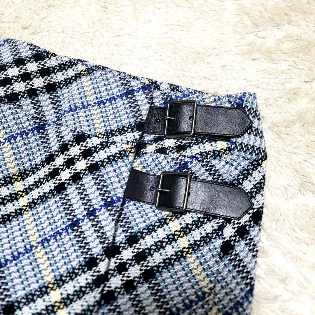 極美品 バーバリーロンドン ラップスカート ノバチェック 44 ブルー系