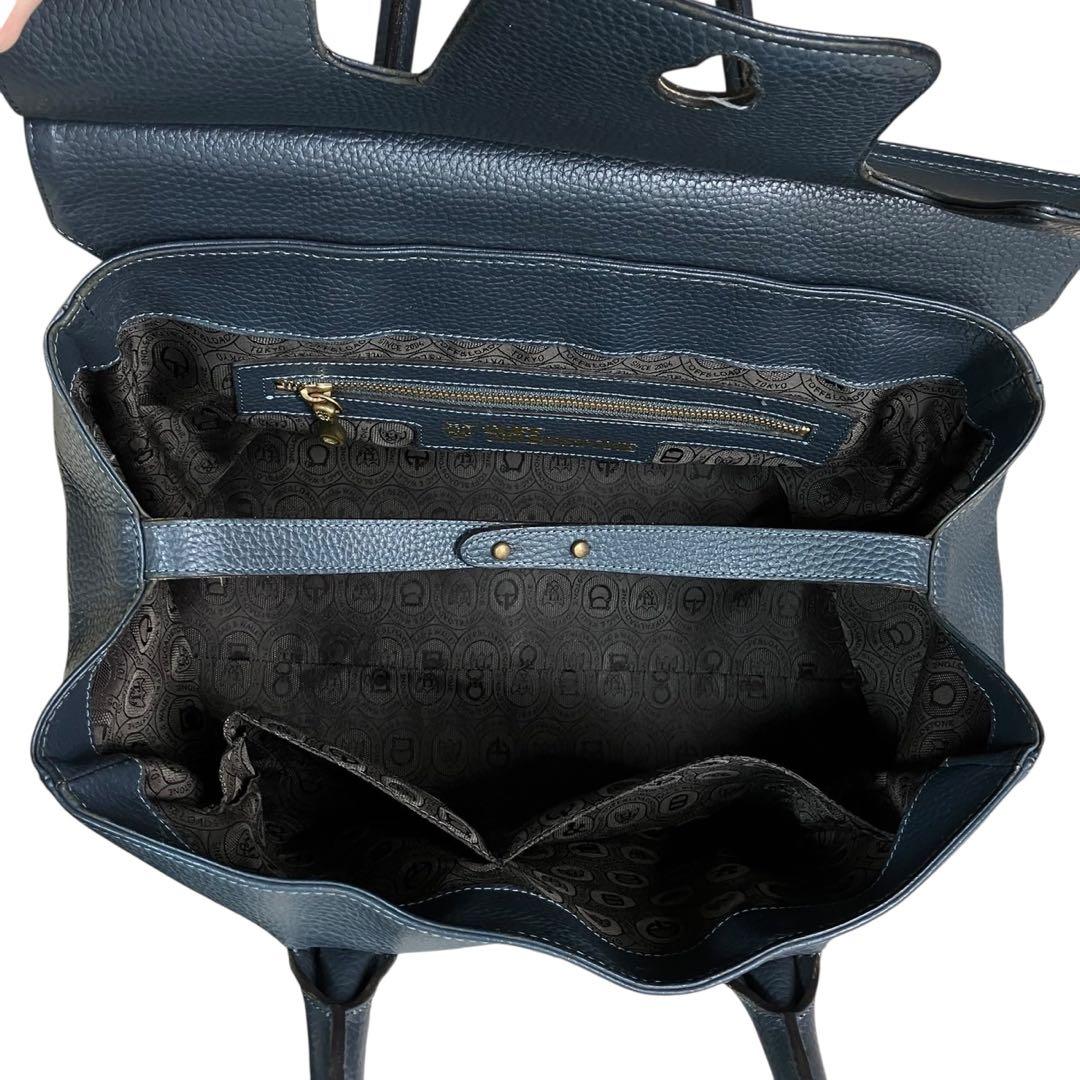 トフアンドロードストーン トートバッグ ルーフボタン レザー A4 ネイビー