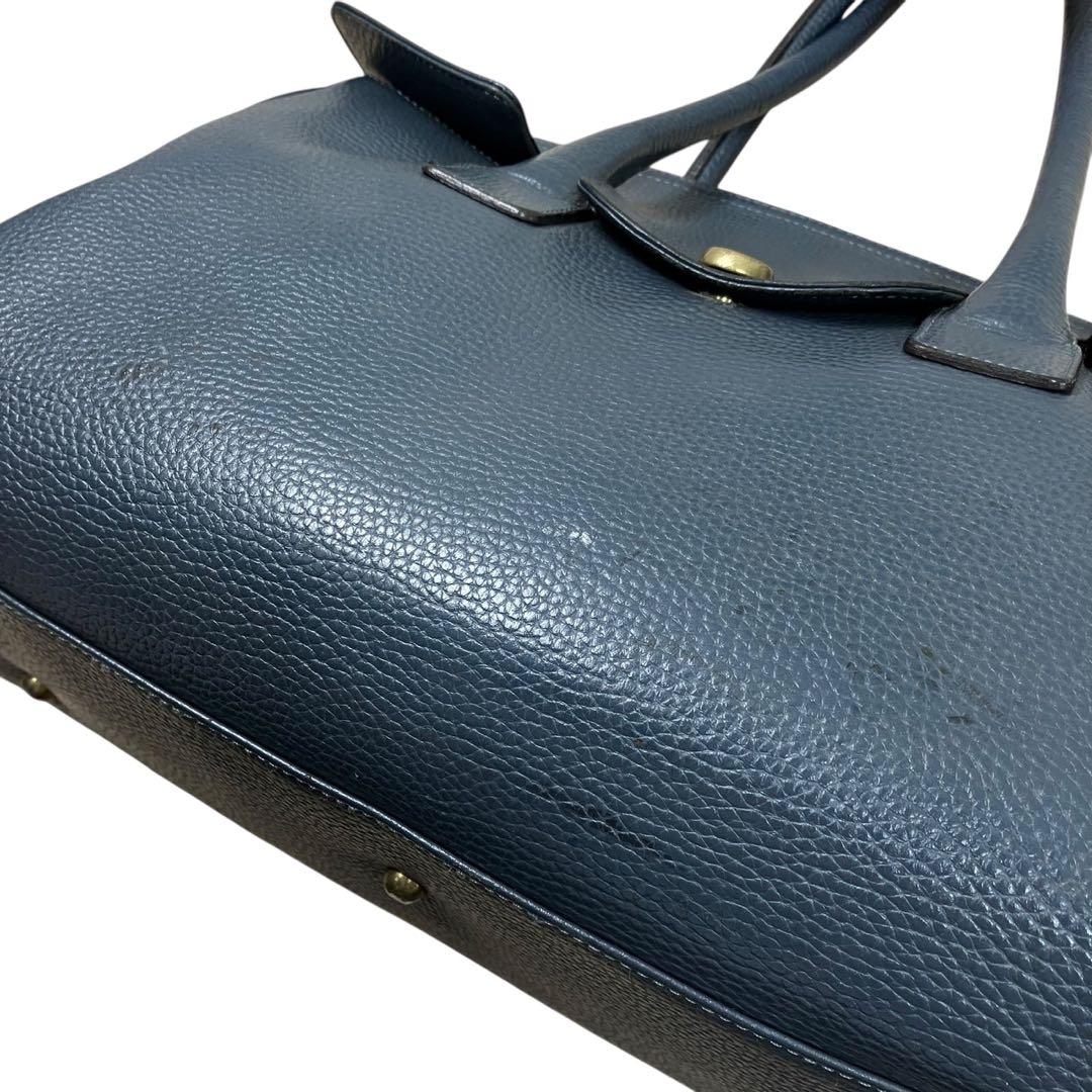 トフアンドロードストーン トートバッグ ルーフボタン レザー A4 ネイビー