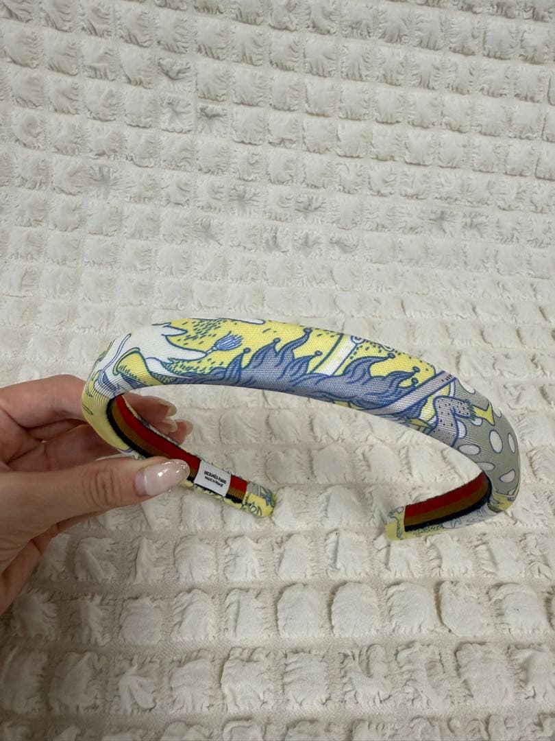 (中古)Hermèsエルメス アートプリント ヘアバンド/黄色カチューシャ