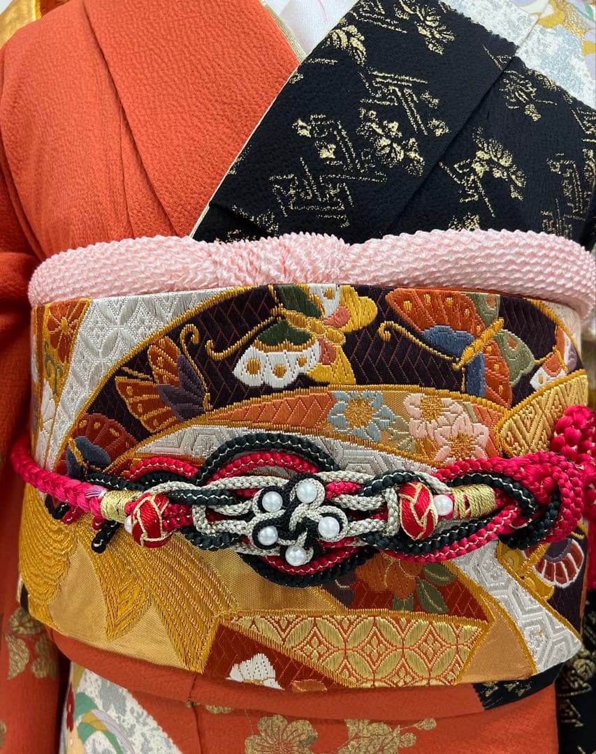 名門藤原織物 振り袖 フルセット 別誂長襦袢付 金駒刺繍 絞り 袋帯 701