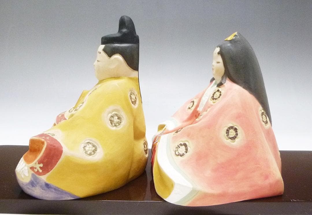 o0221-46 日展作家 北岡秀雄 伝え雛 陶器人形 ひな祭り ひな人形