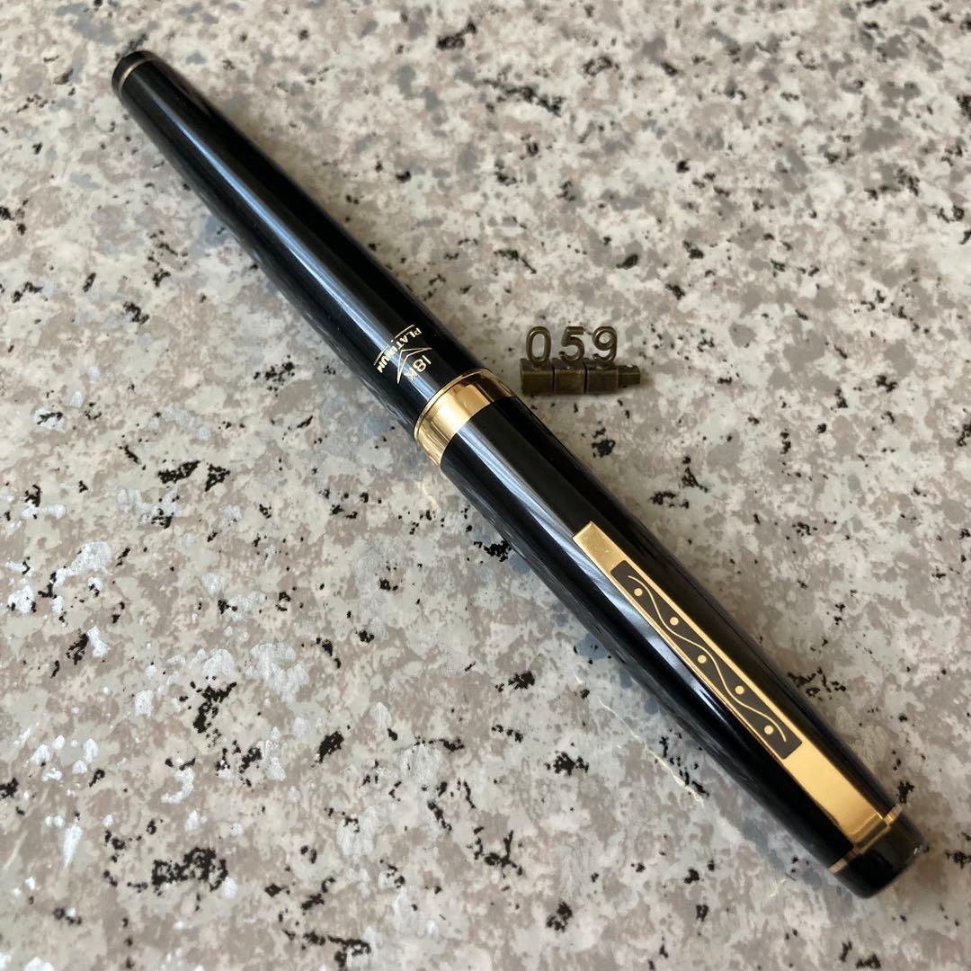 059 オーバーホール済み 万年筆 PLATINUMプラチナ ロング 18k