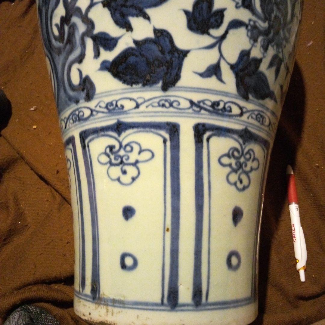 中国陶磁器 元染付大壺 鳳凰