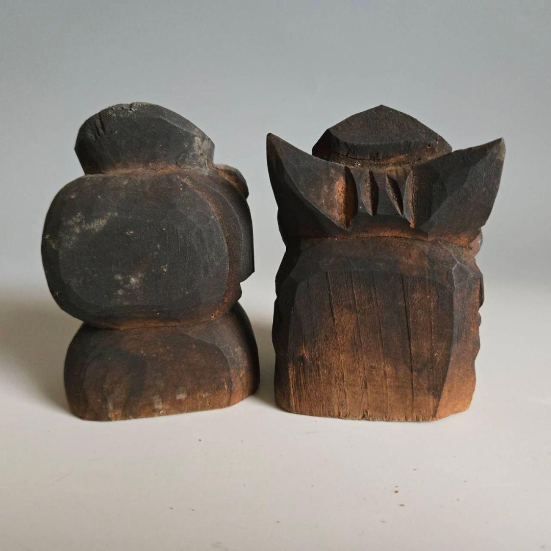 M-1248 木彫 恵比須大黒像 江戸時代 仏像 - メルカリ M-1248 木彫