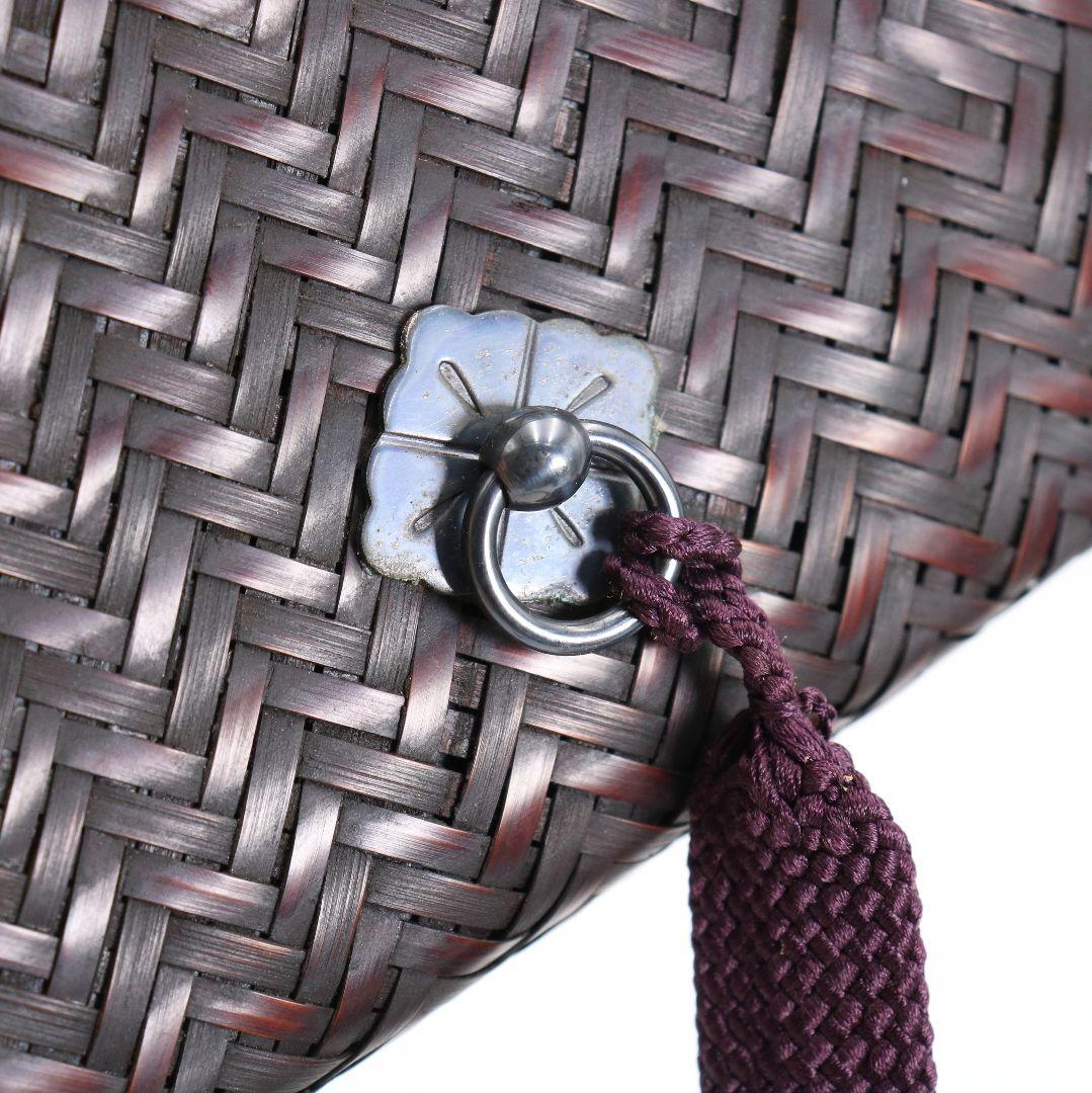 東竹園斎作 茶籠 網代編 野点 茶道具一式 共箱 DR613 R9y