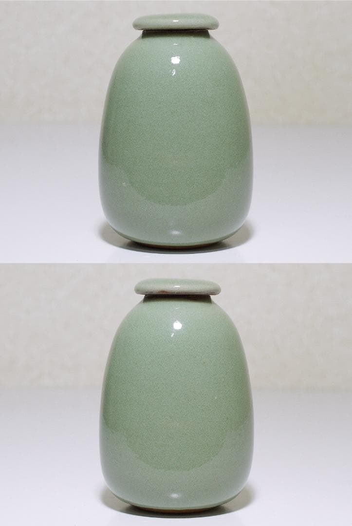 二代 真清水蔵六 造』青磁茶入 [三代 蔵六識]