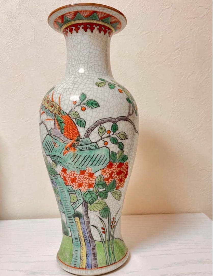 中国景徳鎮 粉彩花鳥文 壺 骨董品 花器