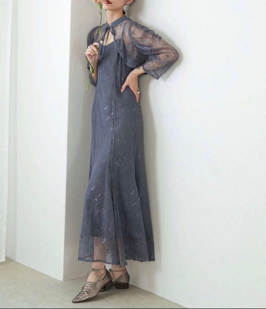 ドリードール　ボレロレイヤーレースドレス　ブルー　M