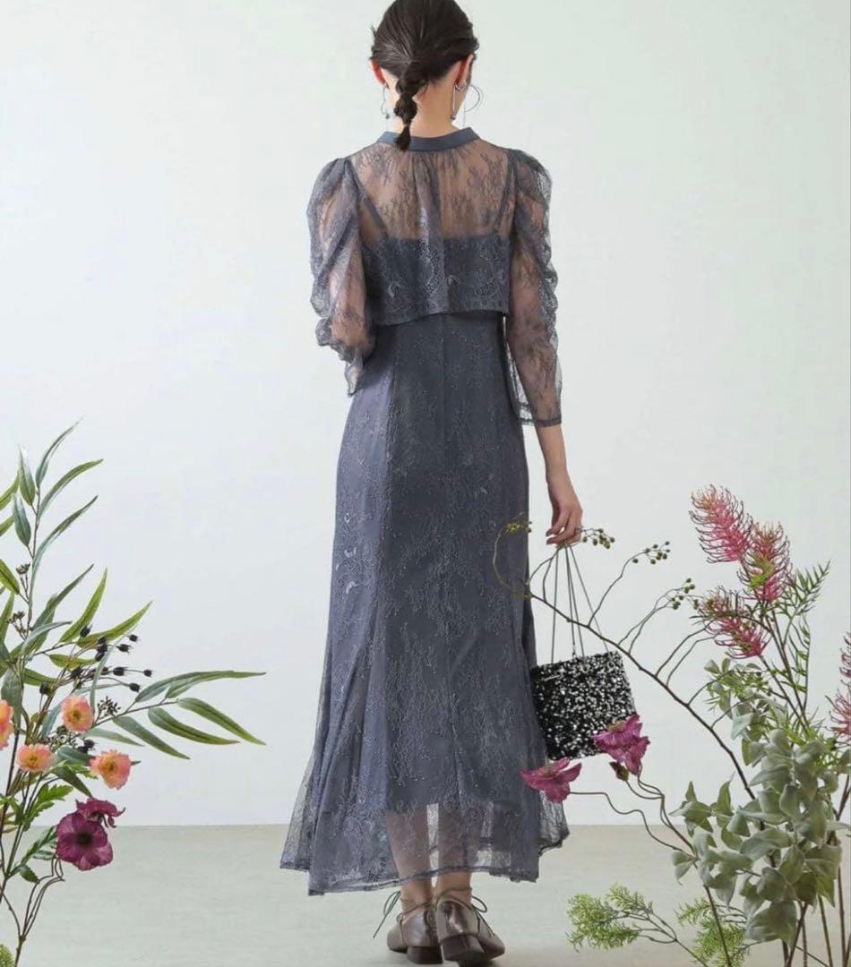 ドリードール　ボレロレイヤーレースドレス　ブルー　M