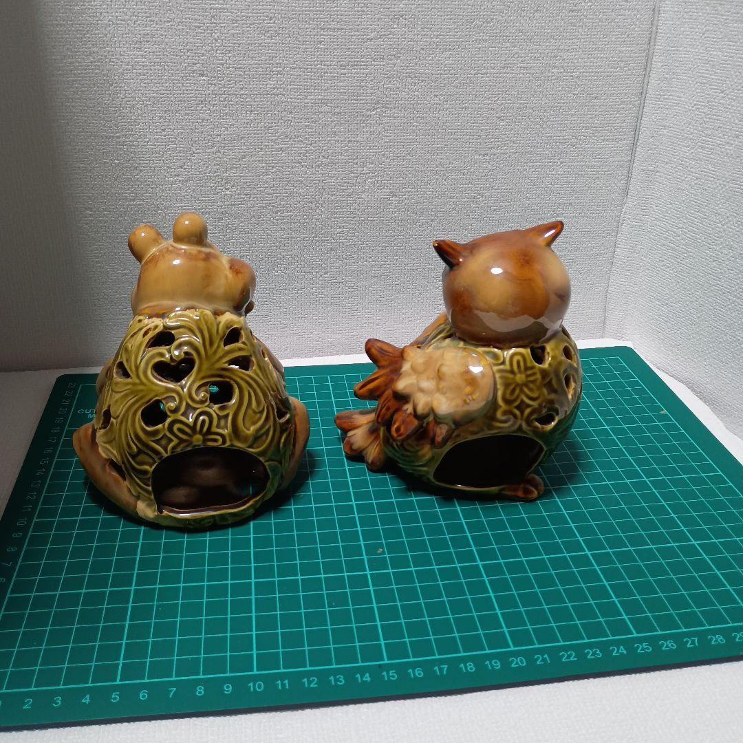 九谷焼 カエルとフクロウの香炉