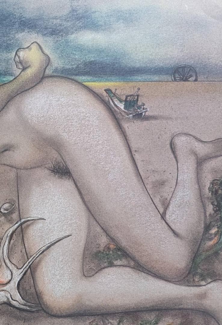 古沢岩美、「乾いた砂浜」、厳選、希少画集・額装画、限定800部、人気作品