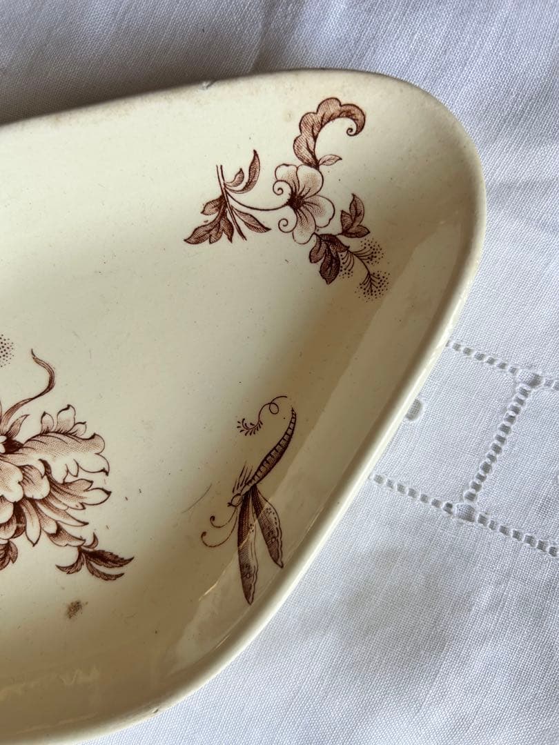 ブラウン　ラヴィエ セピア　ボタニカル　ジャポニズム　　フランス　アンティーク