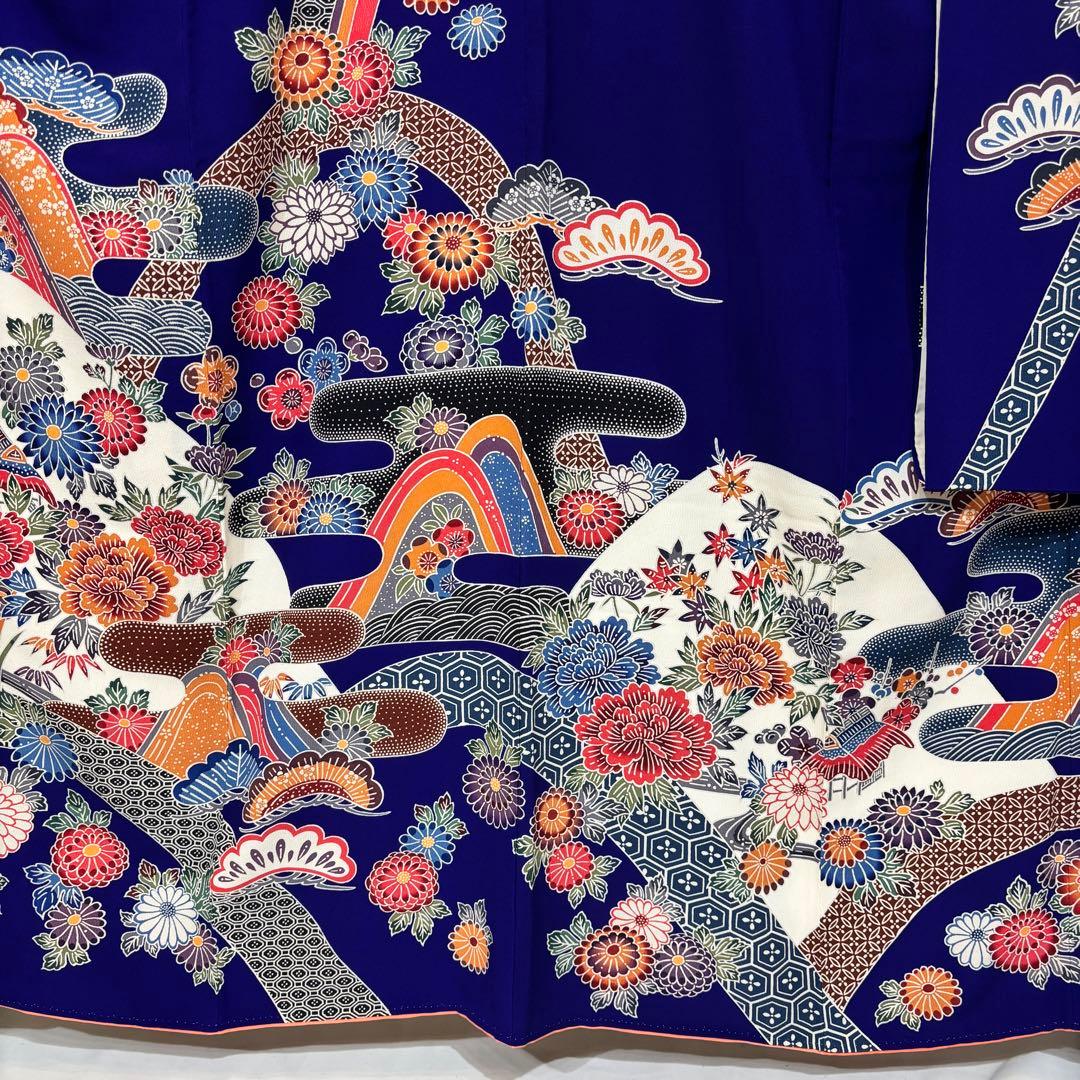 振袖フルセット 7点セット 長襦袢付き 身丈158 青 成人式 前撮り f26